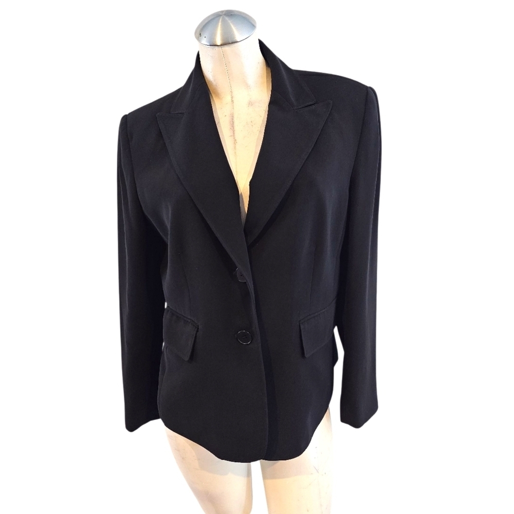 Kasper Size 12P Black Blazer Classic Tailored Suit Jacket Blazer
